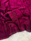 Space silk saree with beads work flower design