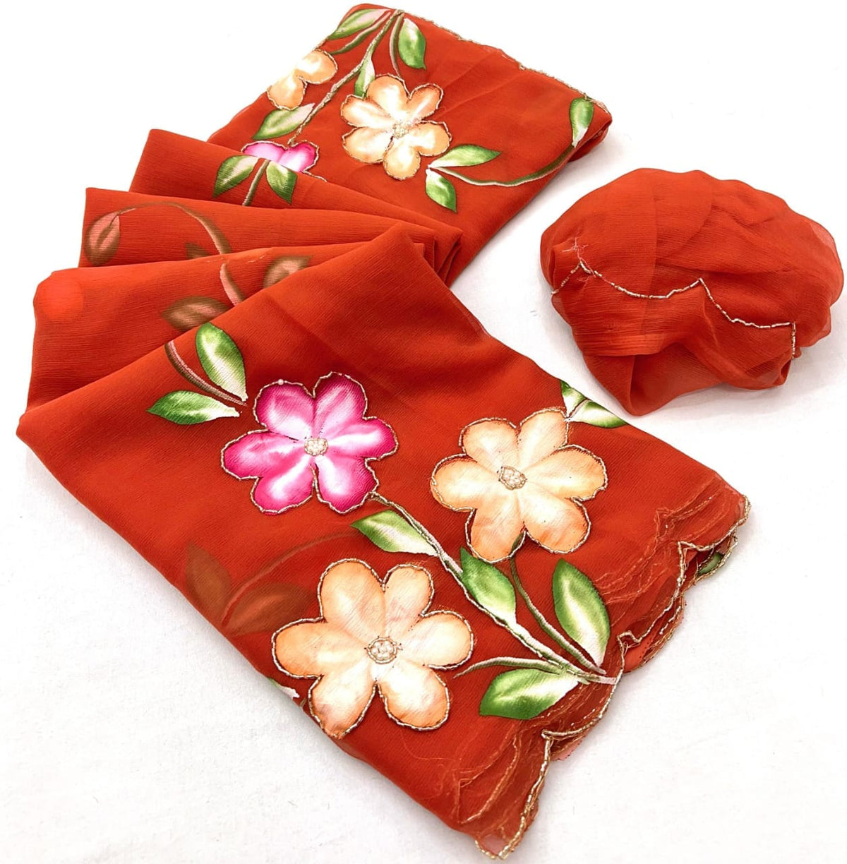Chiffon hand-painted sarees
