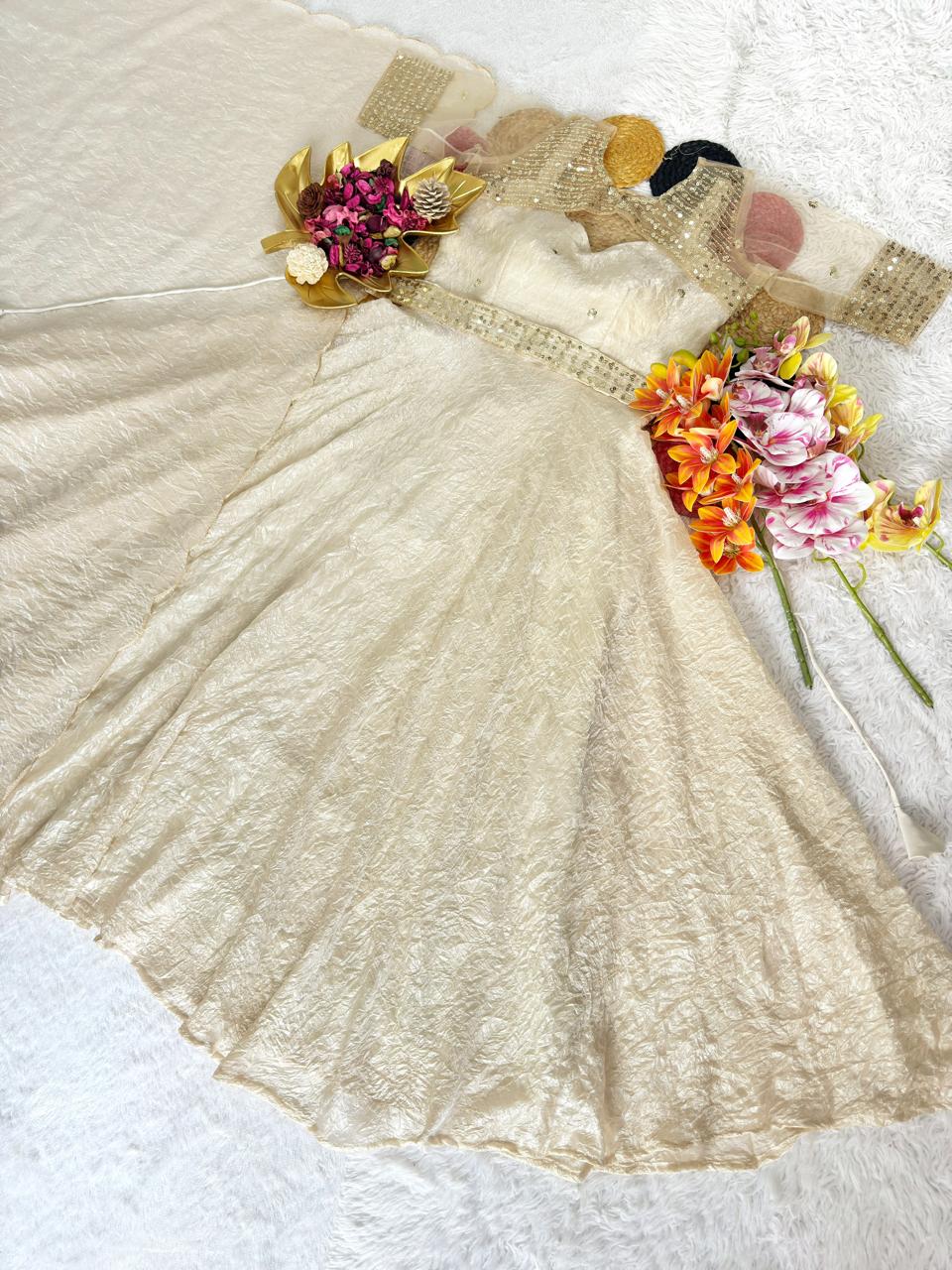 Gown With Coat and Dupatta