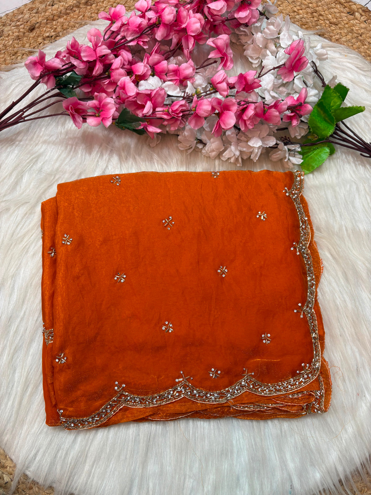 Single line Premium Space silk handwork sarees