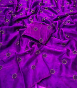 Space silk satin with beads work circle design