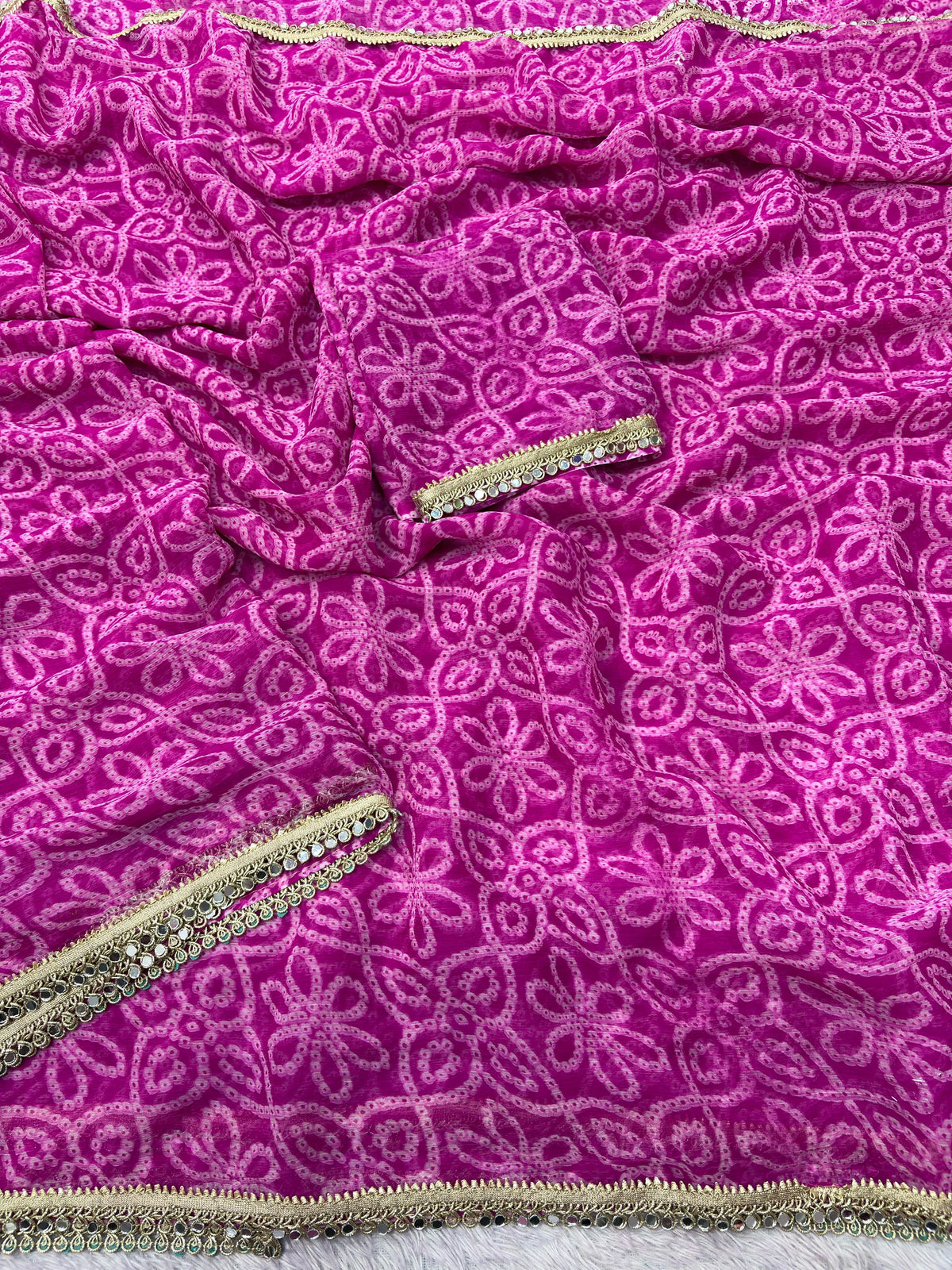Chiffon mirror work sarees