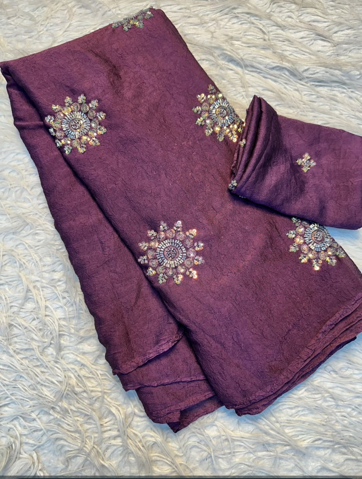 Rangoli crush Saree With sequin Beads work