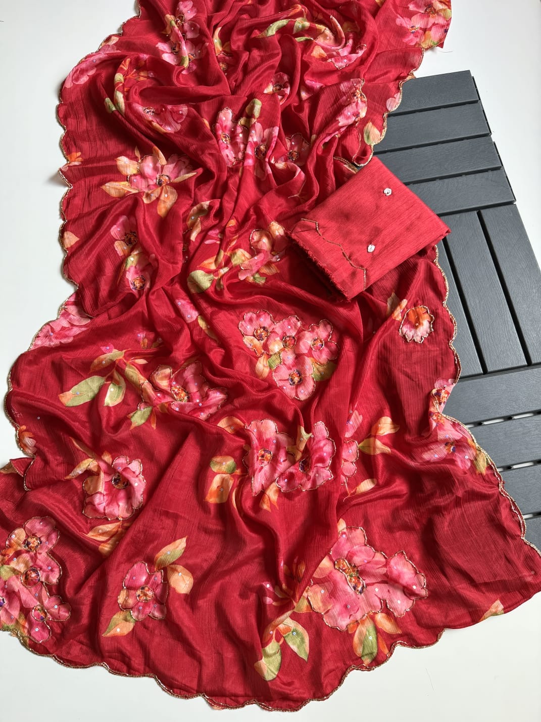 Chinnon handwork sarees