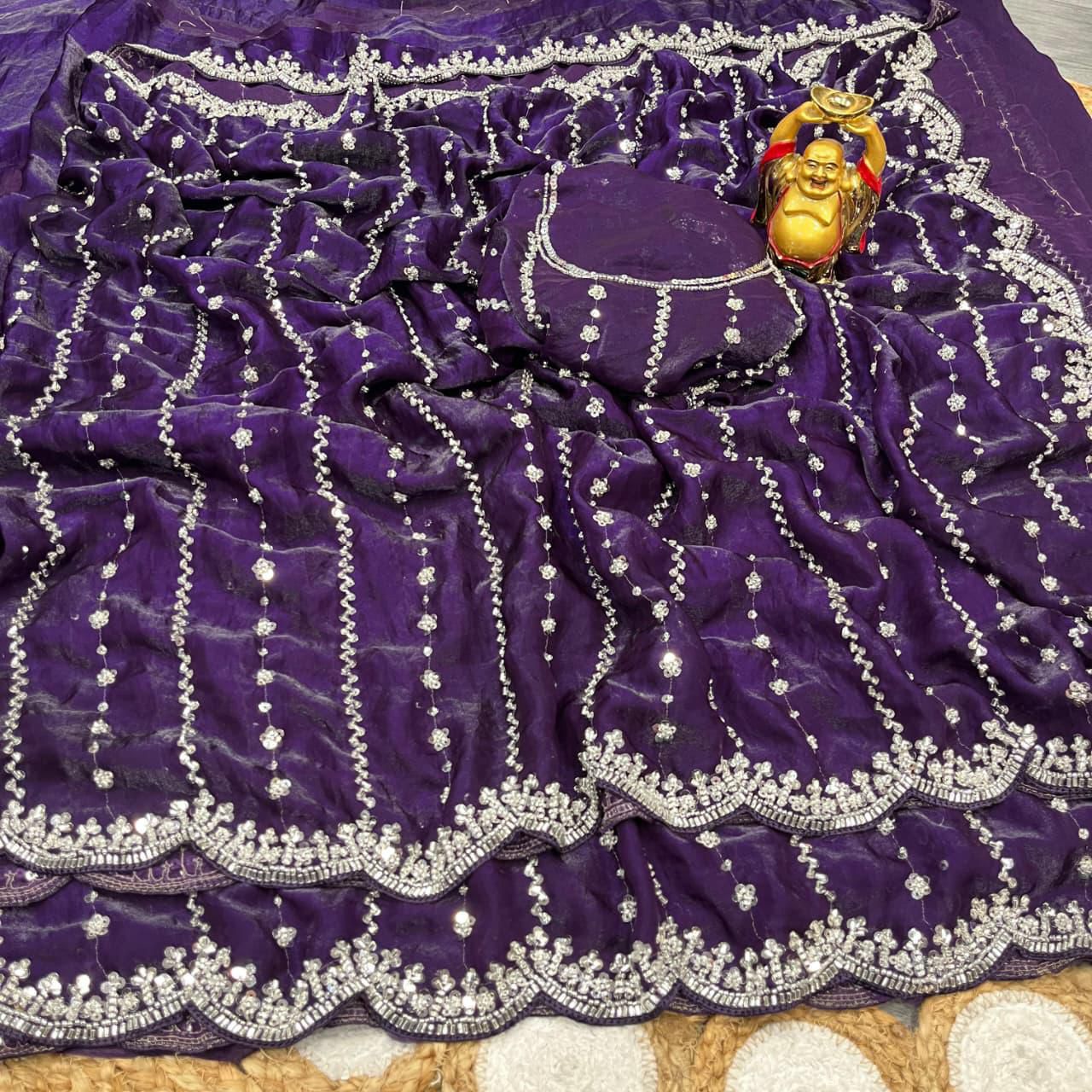 Space silk viral beads sarees