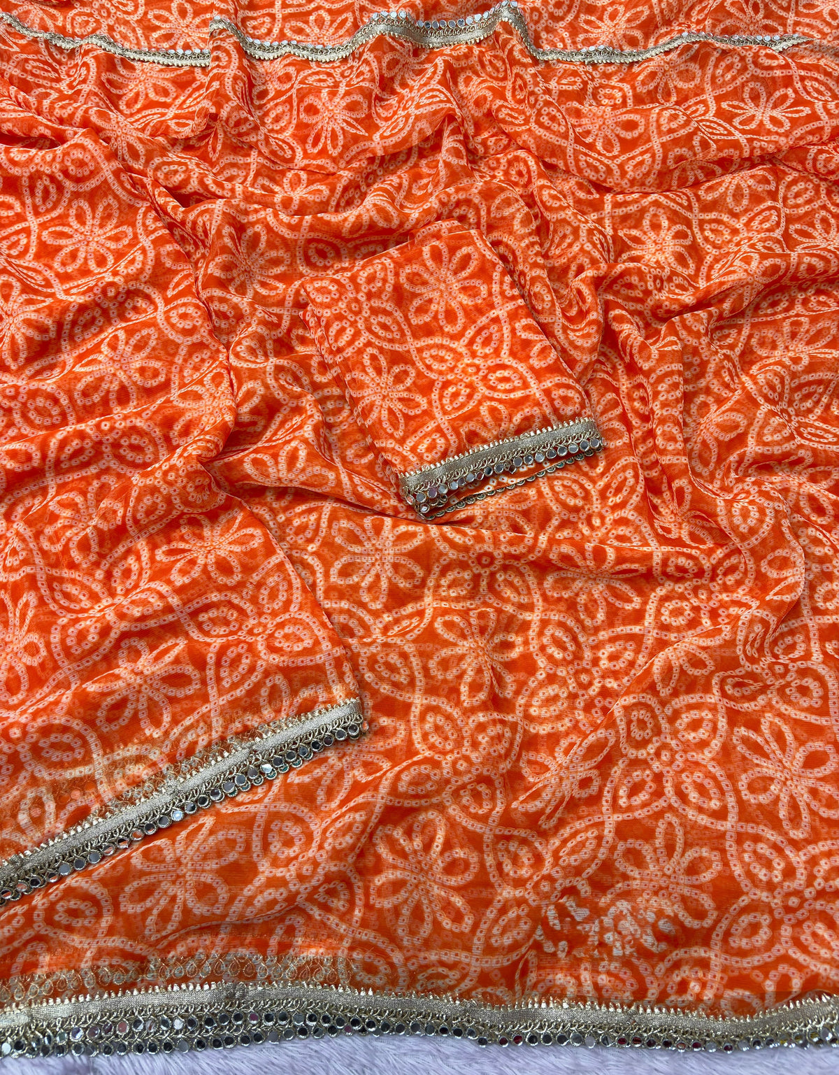 Chiffon mirror work sarees