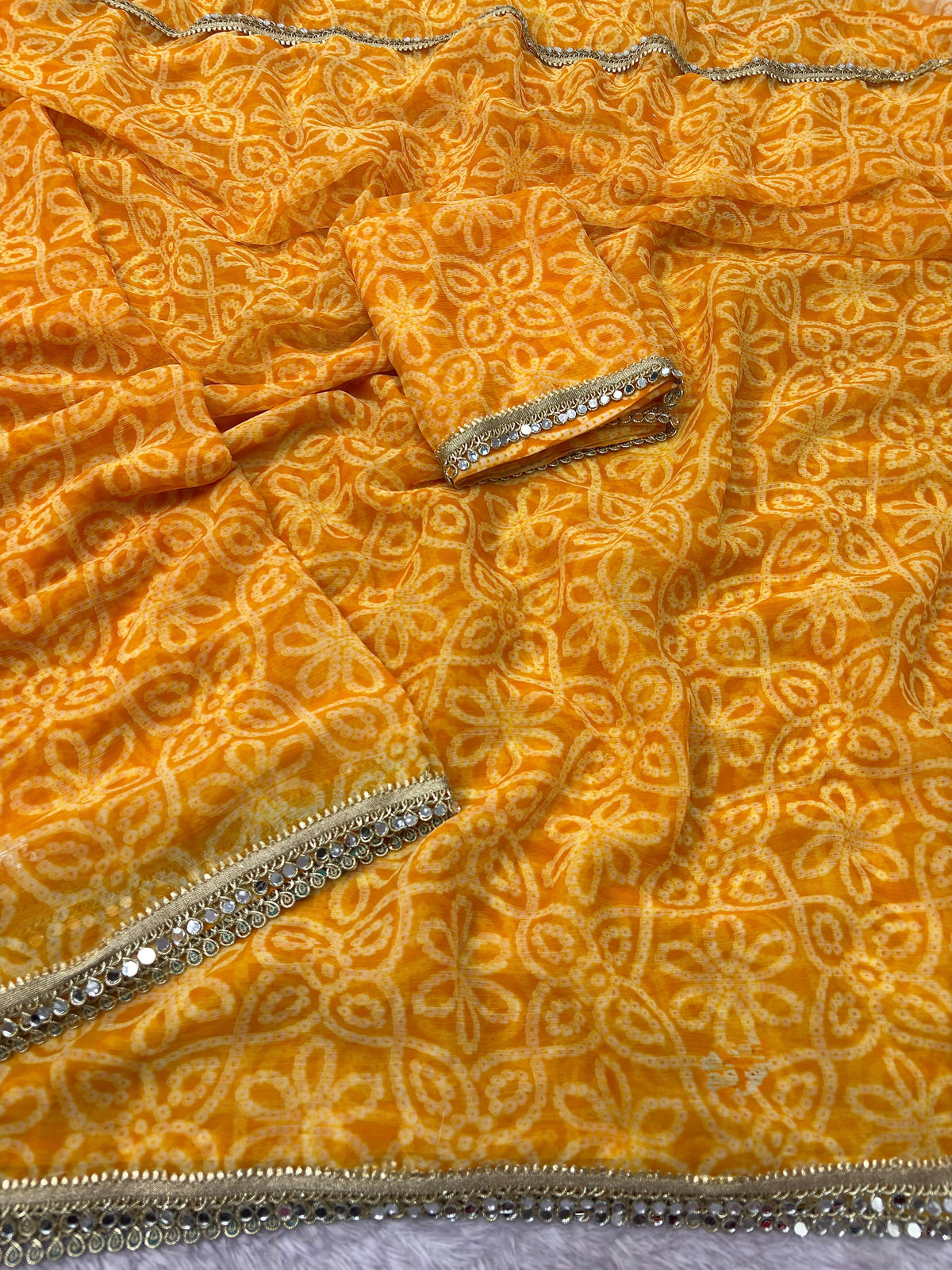 Chiffon mirror work sarees