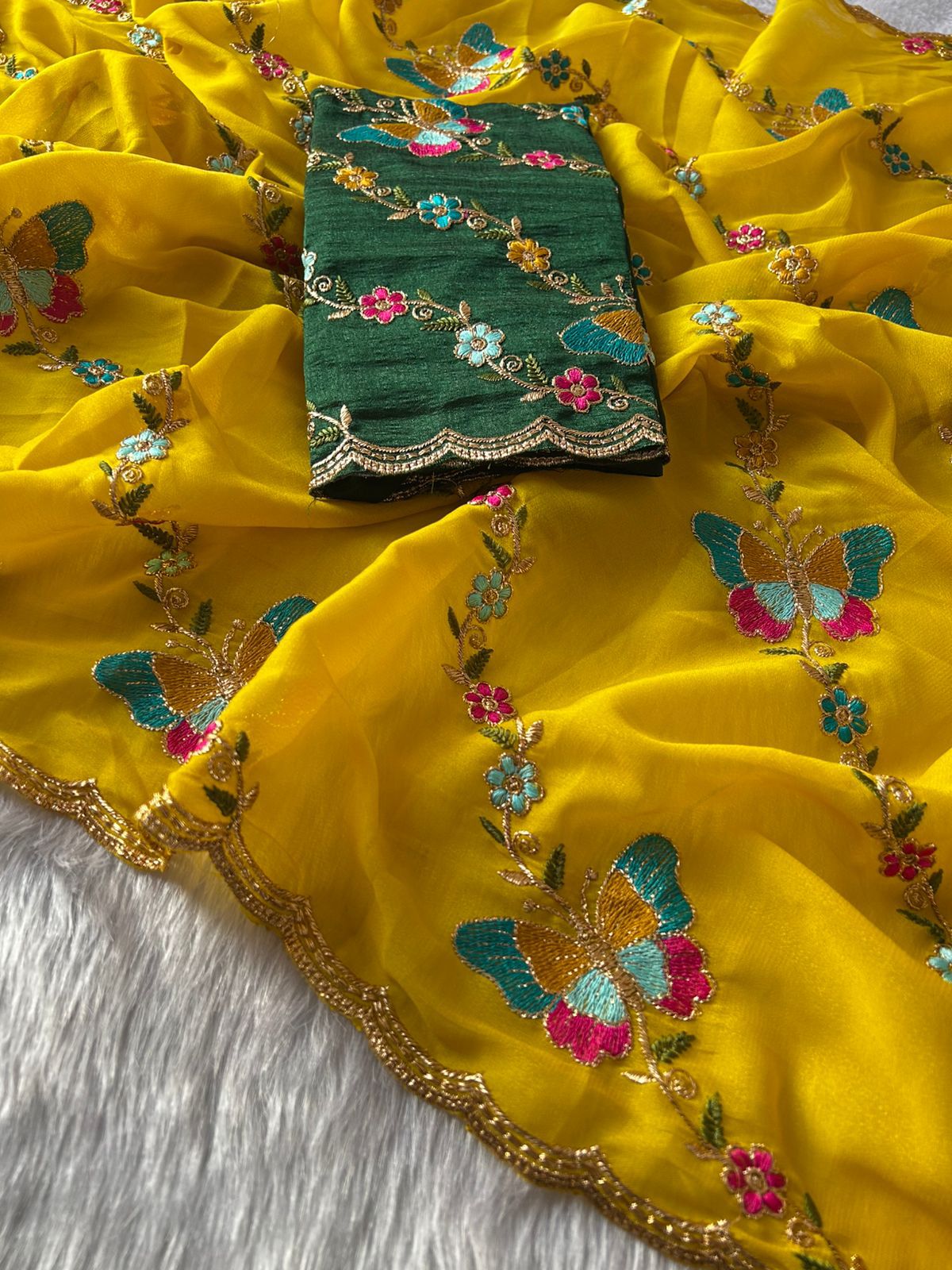 Georgette saree with embroidery work