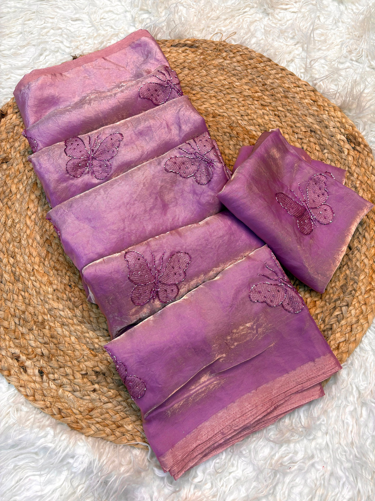 Space silk satin with beads work