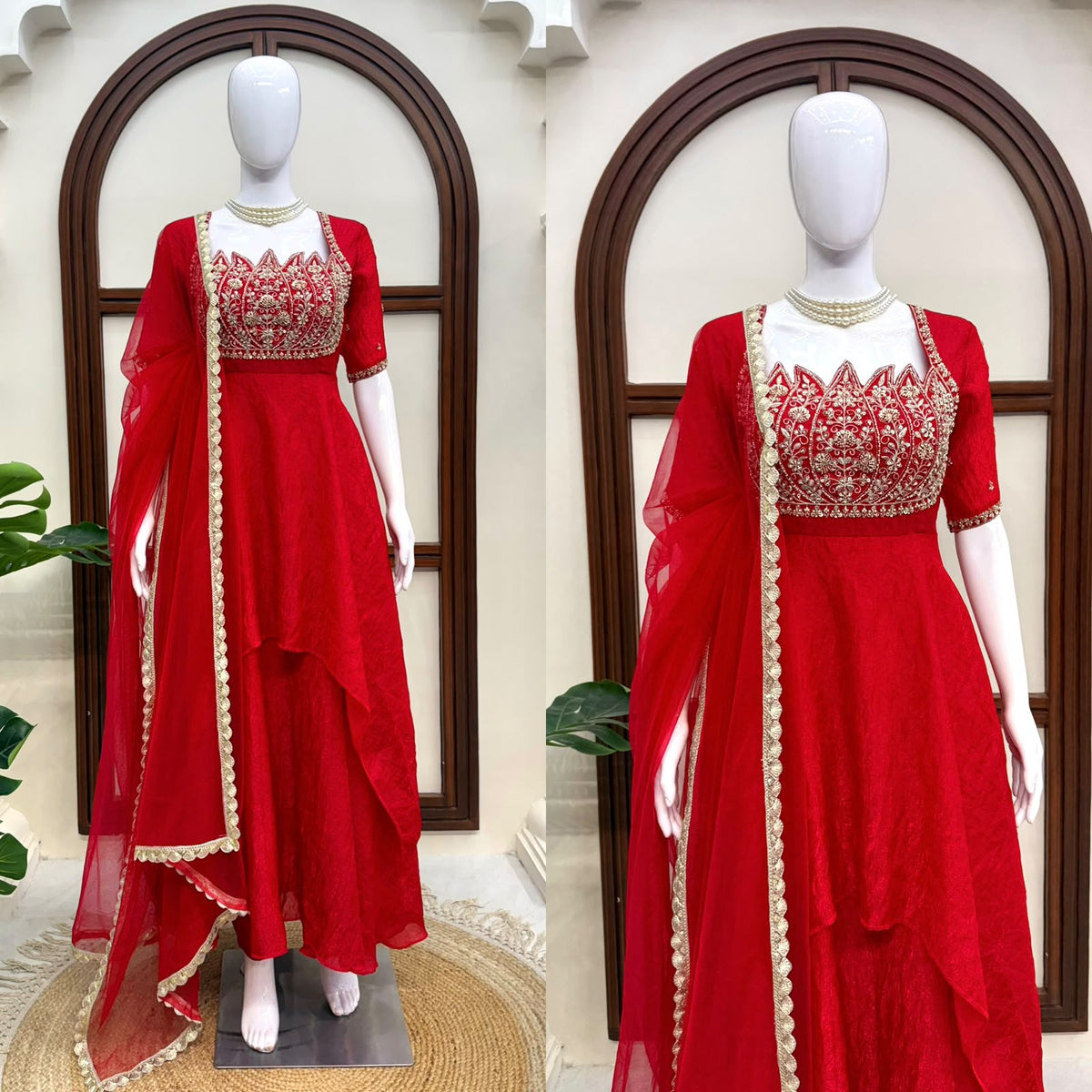 Space silk crush gown