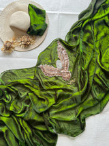 Space silk saree with handwork