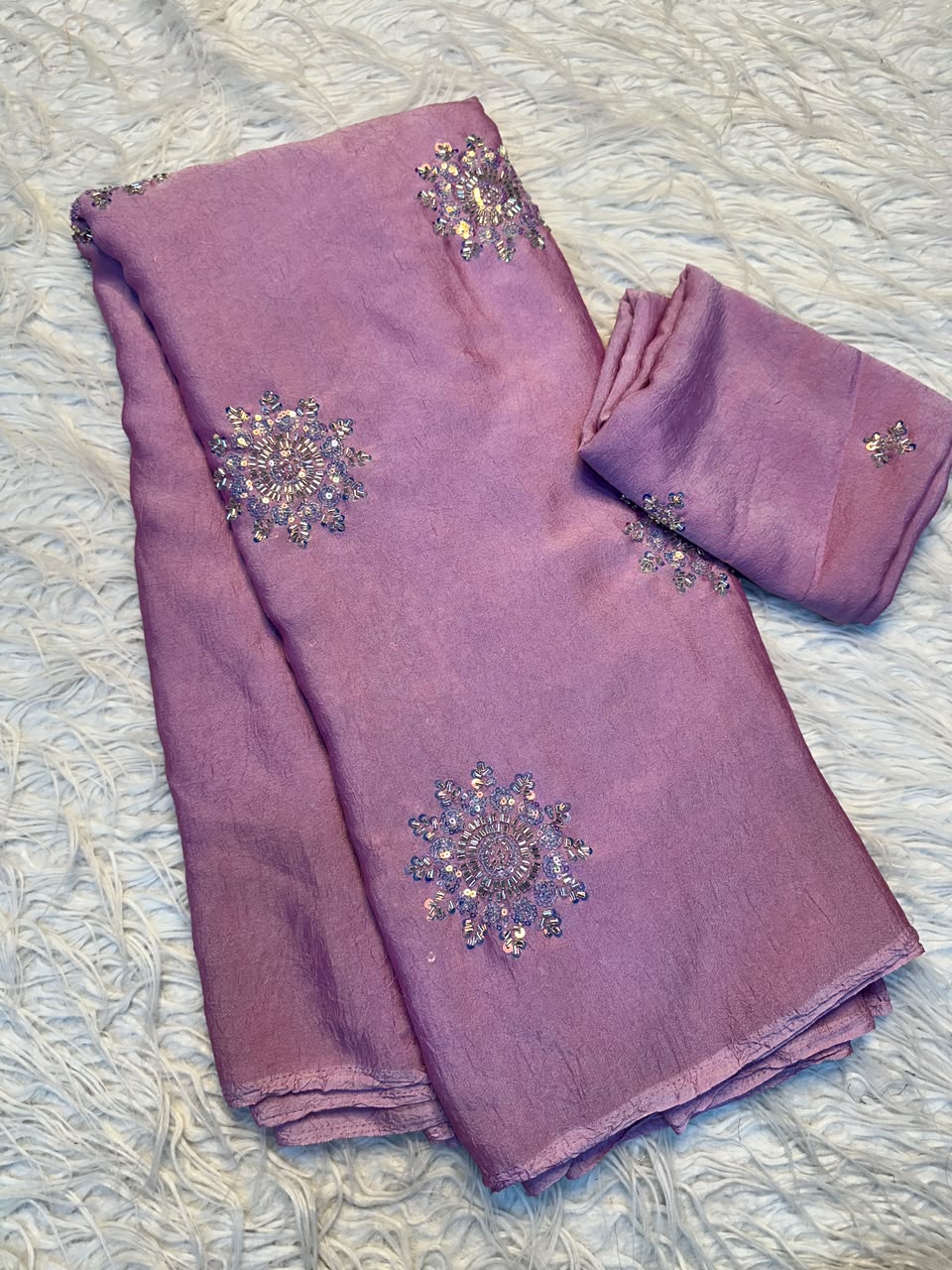 Rangoli crush Saree With sequin Beads work