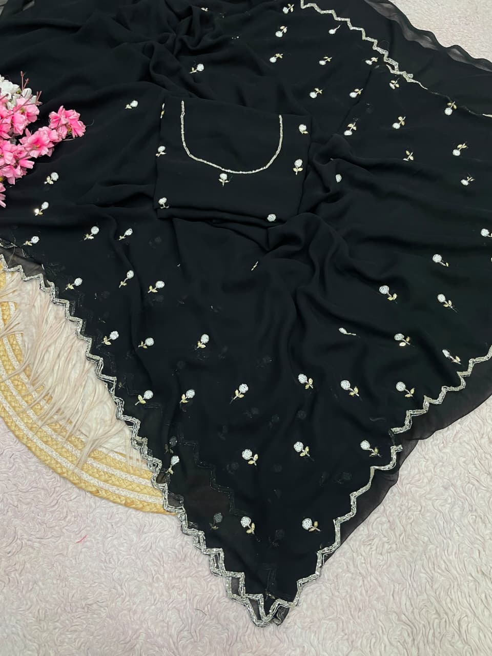 Premium Georgette handwork sarees