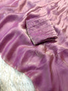 Space silk satin saree with beads work blouse