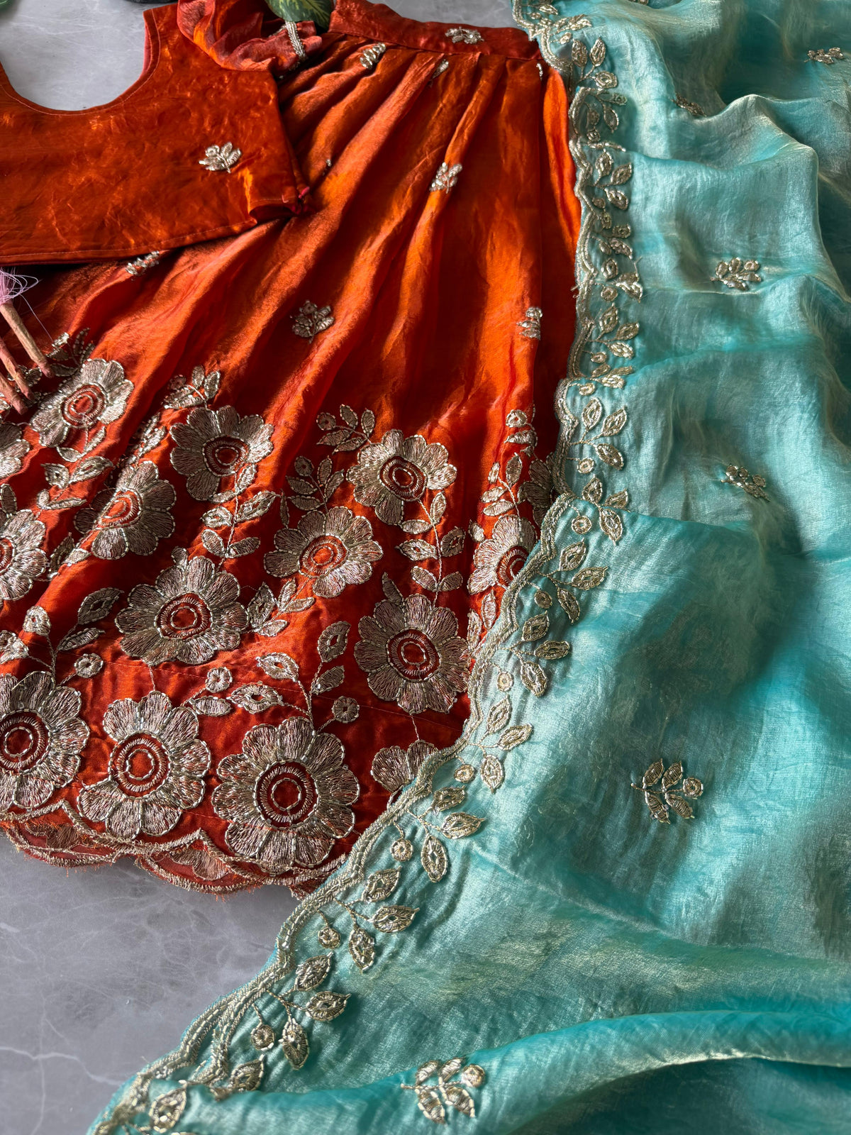 Space silk kids lehenga