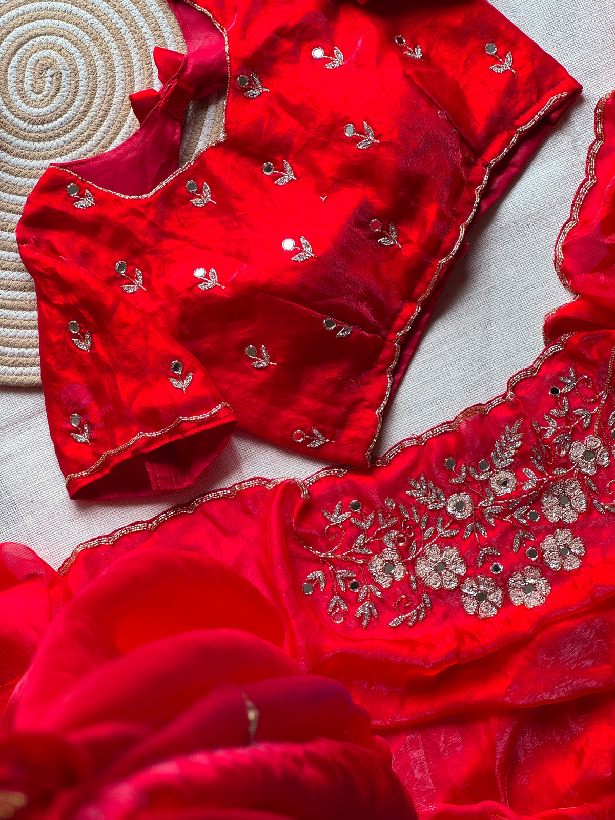 Premium Space Silk Handwork saree(unstitched)
