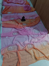 Dual Colour Chiffon Handwork sarees