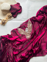 Space silk saree with handwork