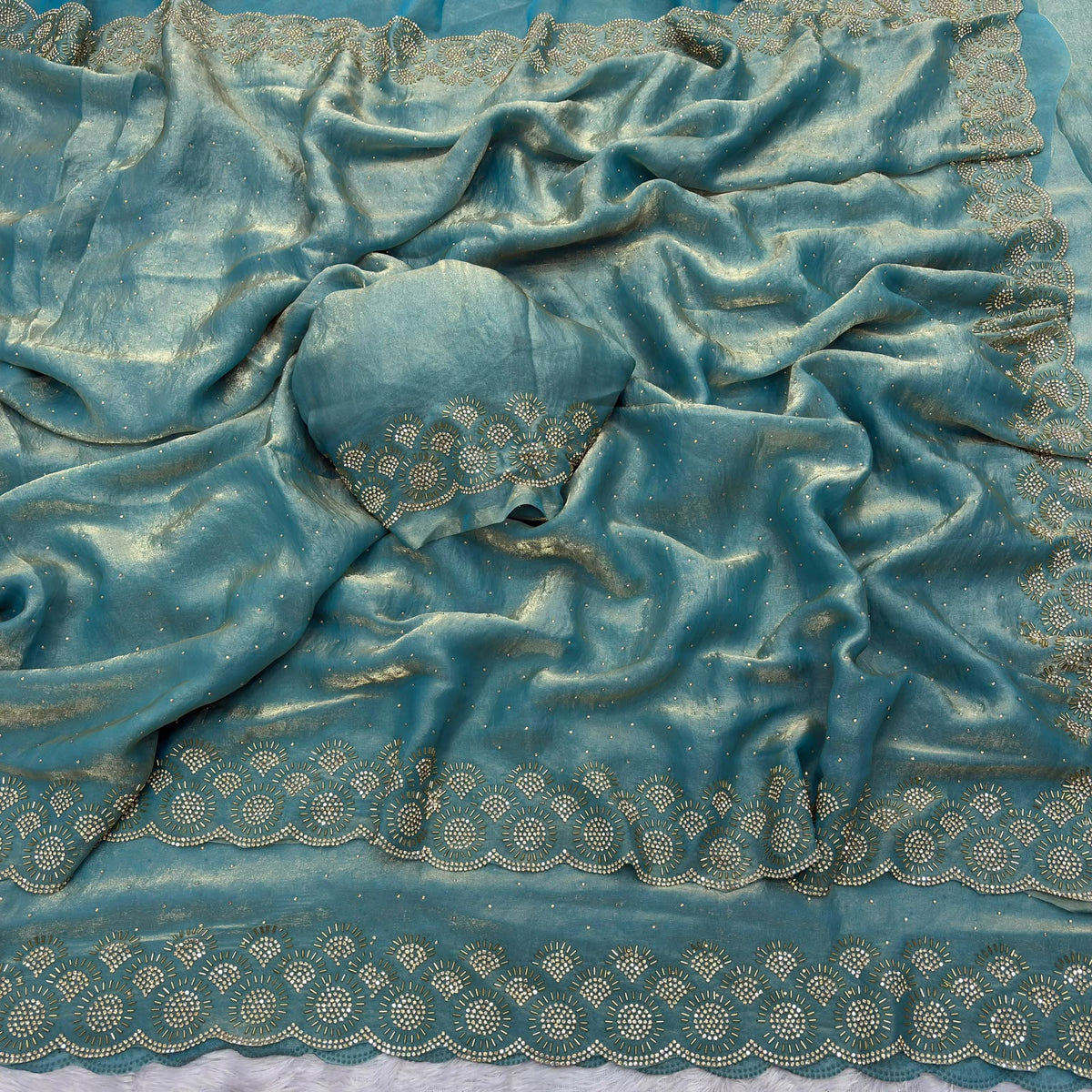 Space silk jarkhan work sarees