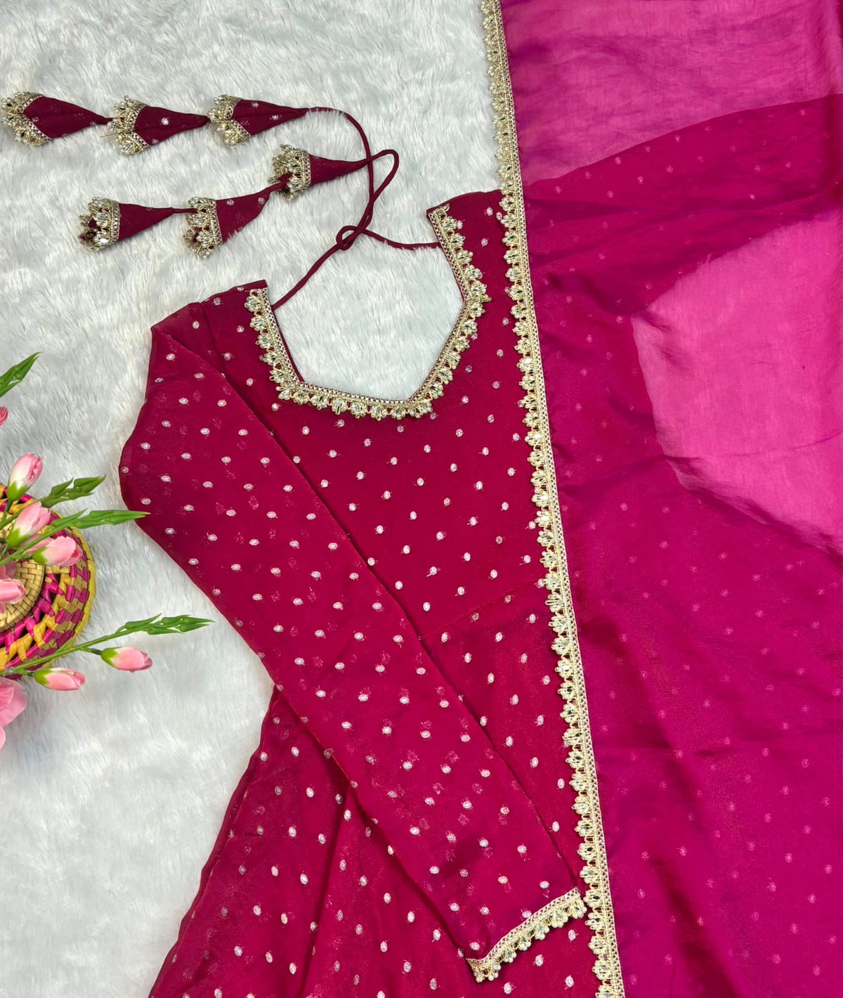 Moss silk anarkali
