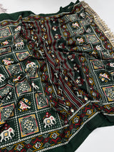 Ajrak satin crepe silk sarees