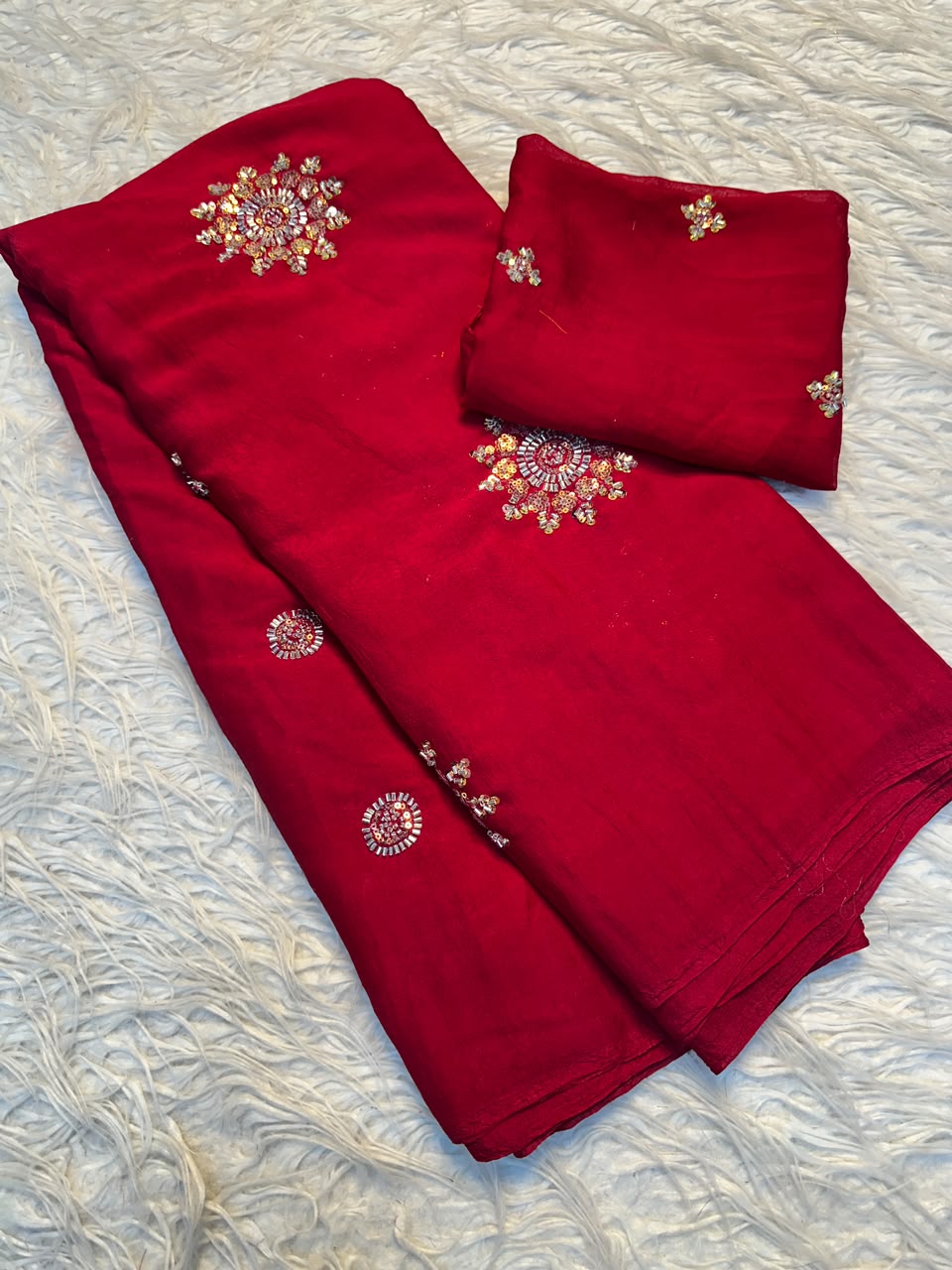 Rangoli crush Saree With sequin Beads work