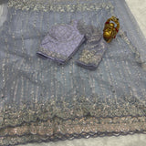 Soft net sarees with pearl work