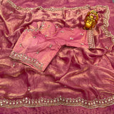 Space silk saree with stitched blouse