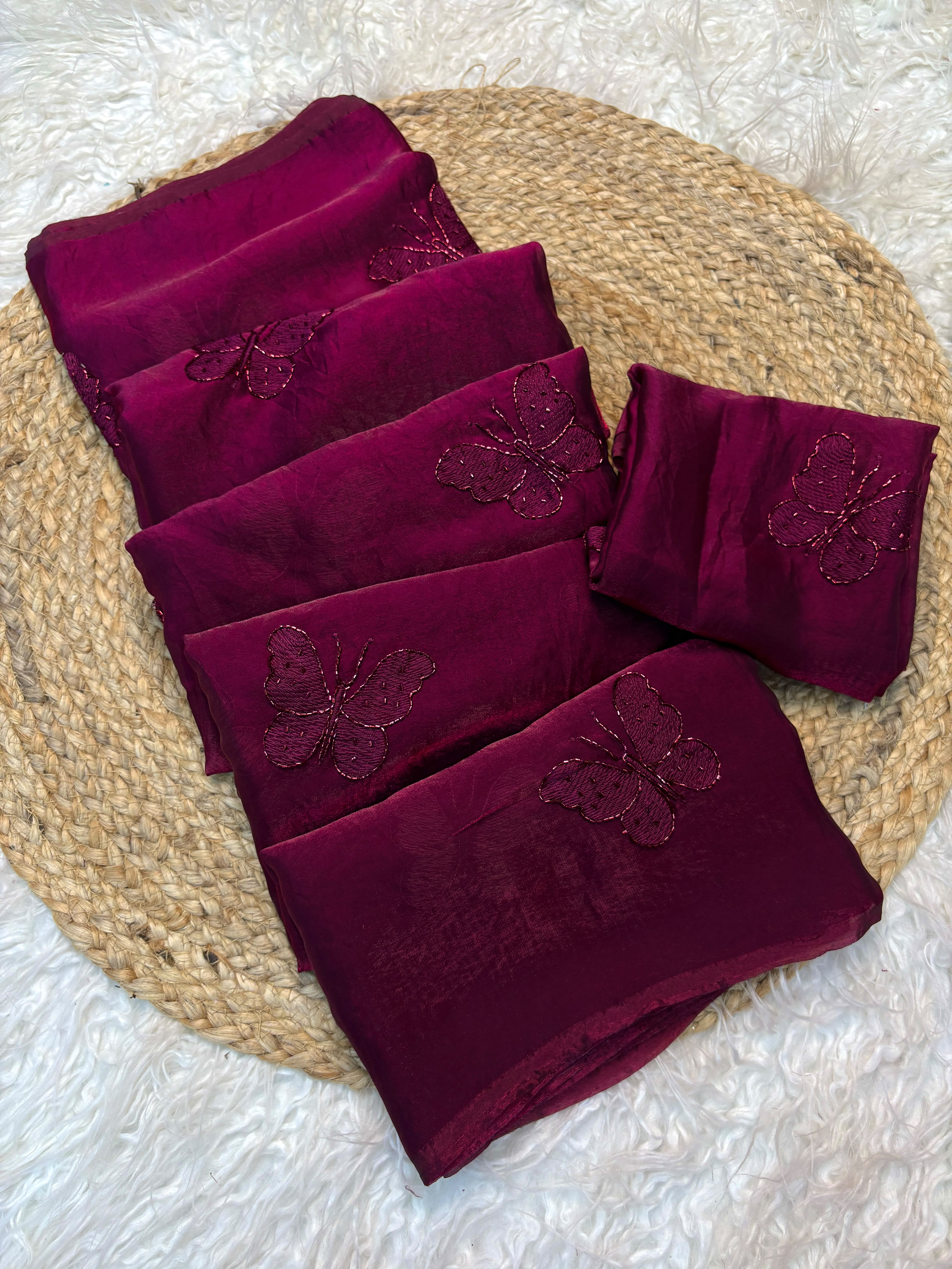 Space silk satin with beads work