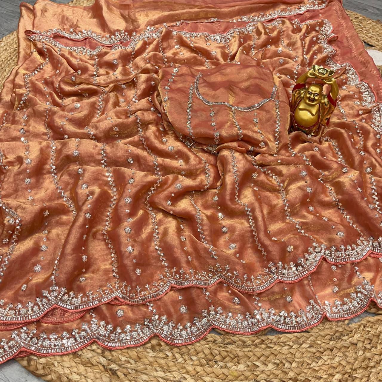 Space silk viral beads sarees
