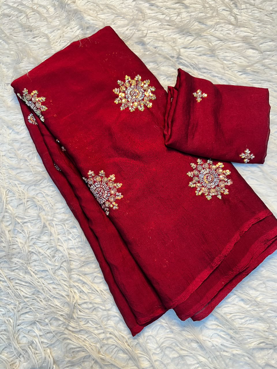Rangoli crush Saree With sequin Beads work