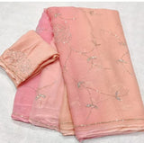 Chiffon Dual colour Handwork sarees
