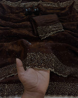 Space Silk Handwork Saree with Siroski Work