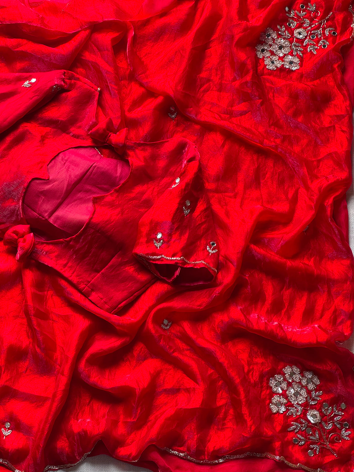 Premium Space Silk Handwork saree(unstitched)