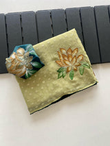 Chiffon butti hand-painted sarees
