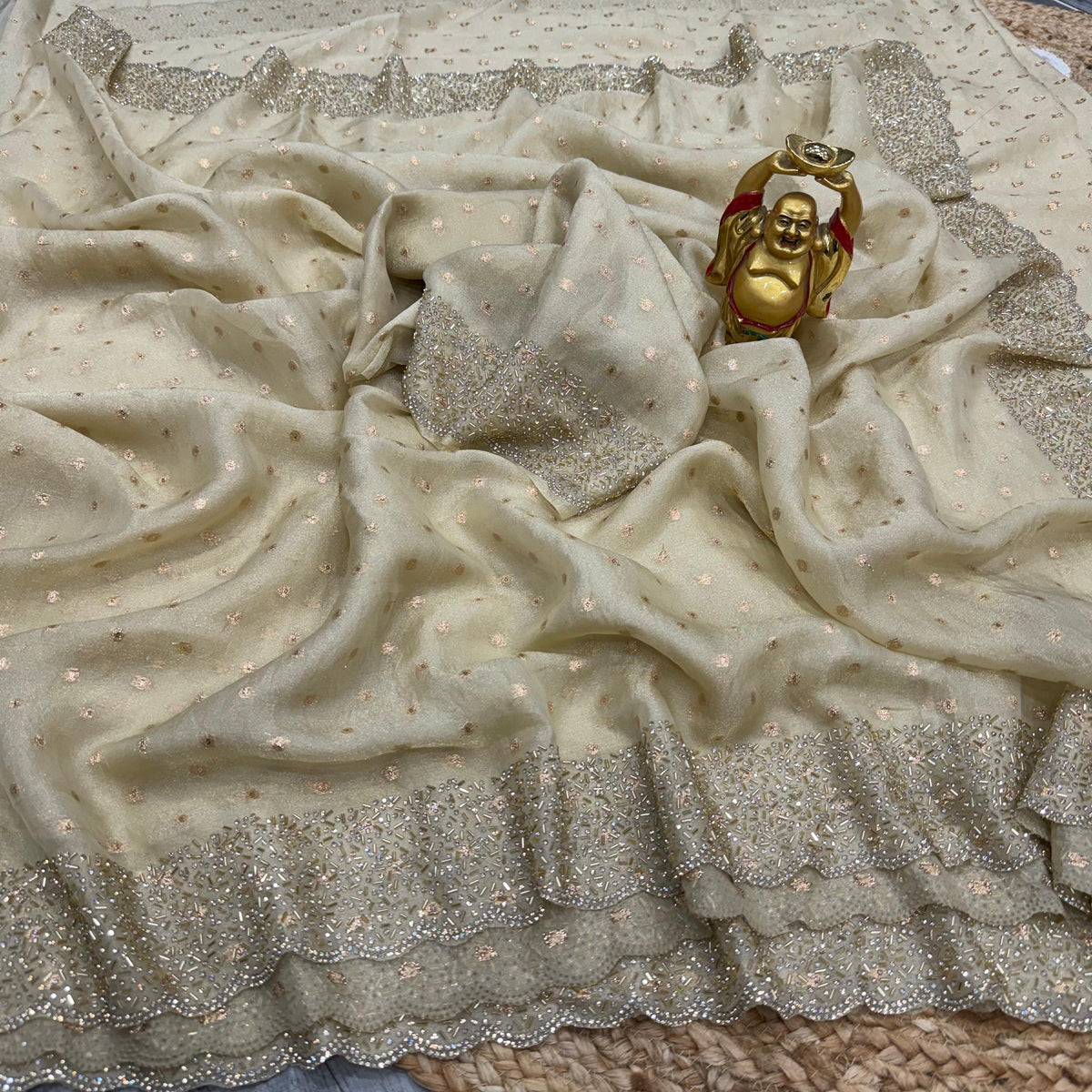 Space silk Jharkhan work saree