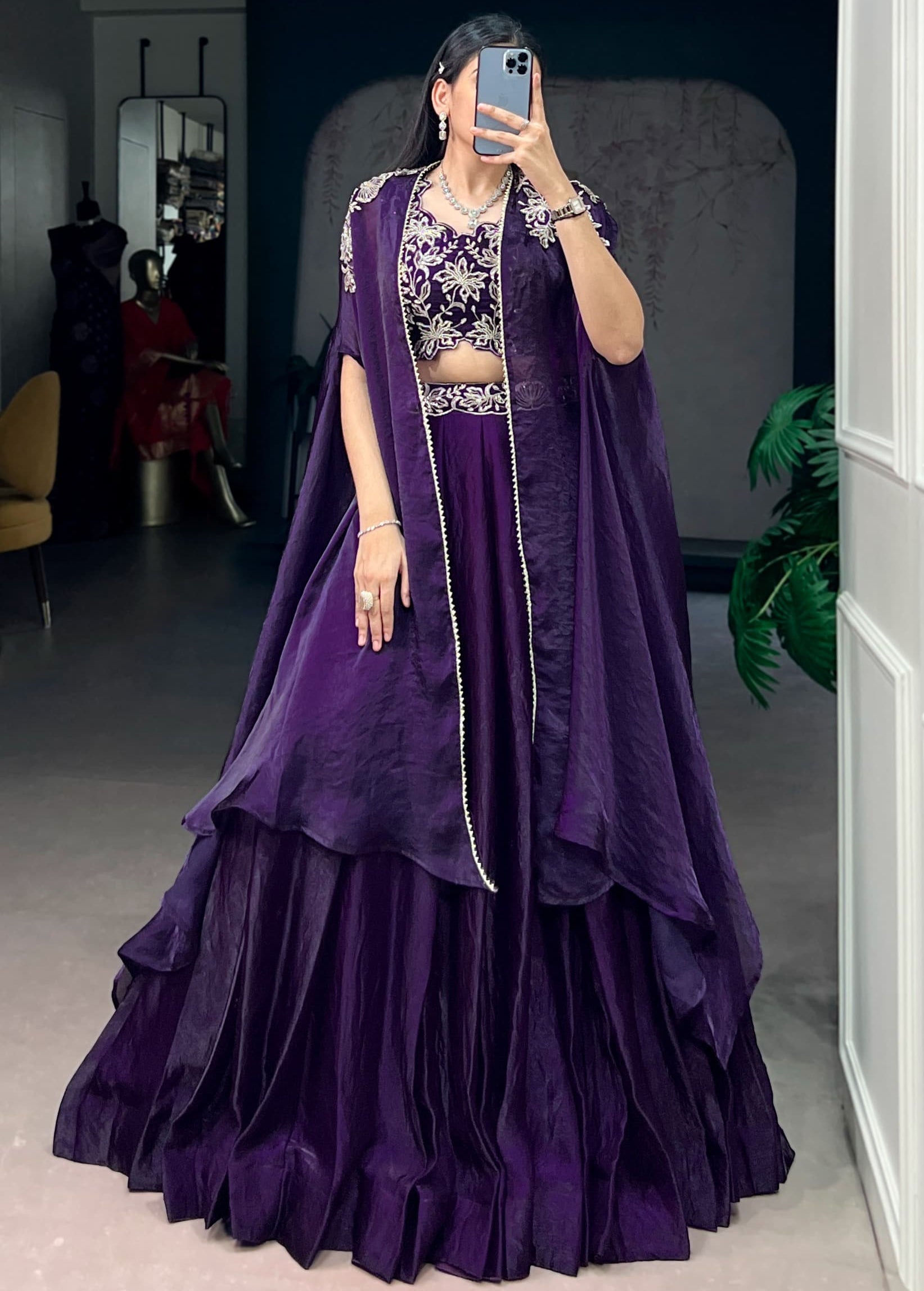 Space silk lehenga