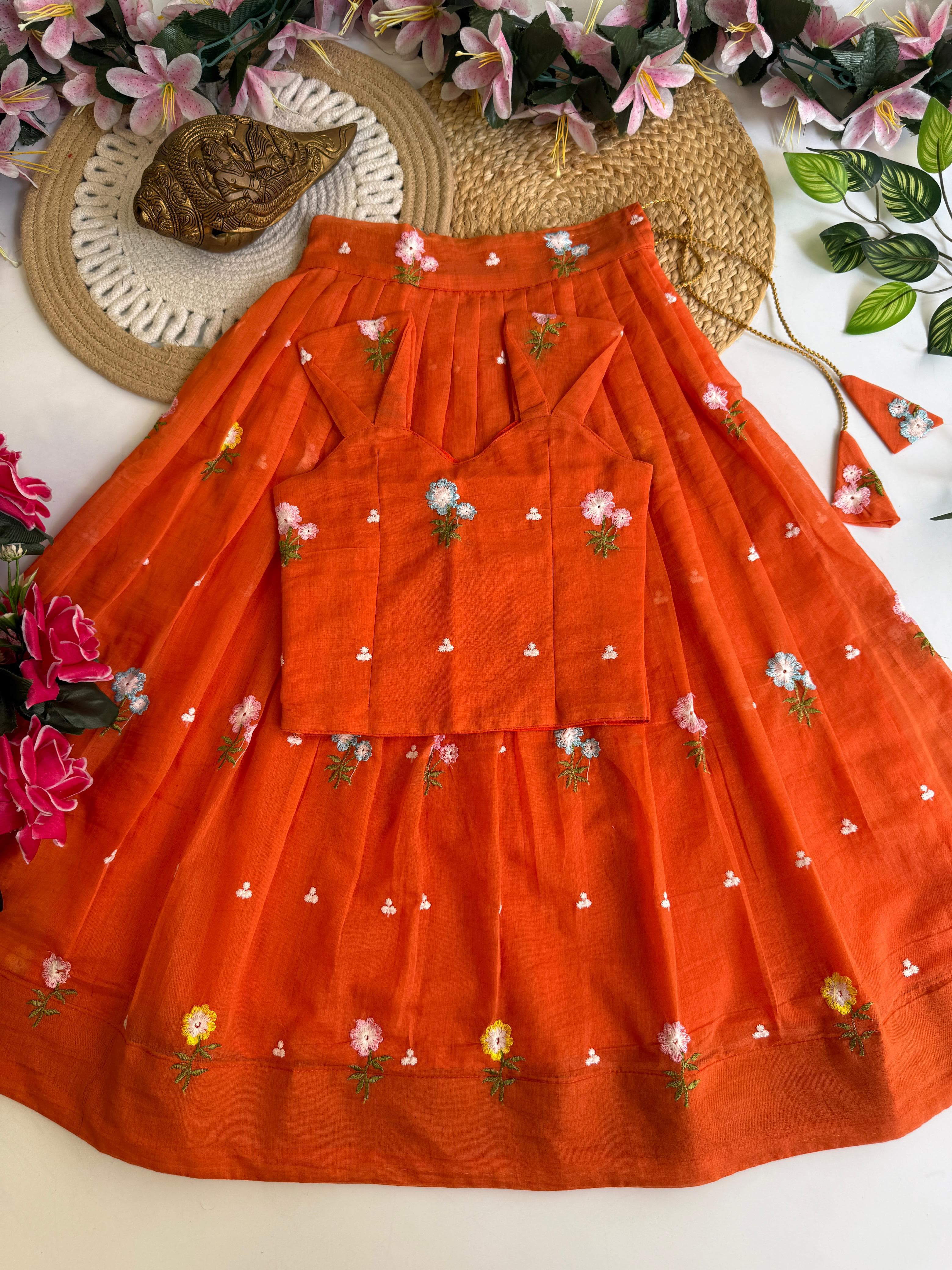 Kids mul chandeeri lehenga
