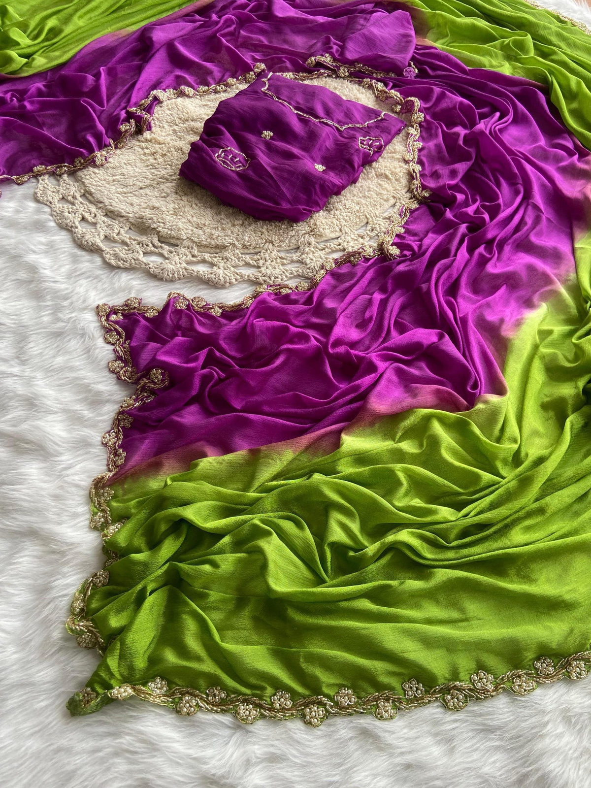 Chinnon dual shade sarees