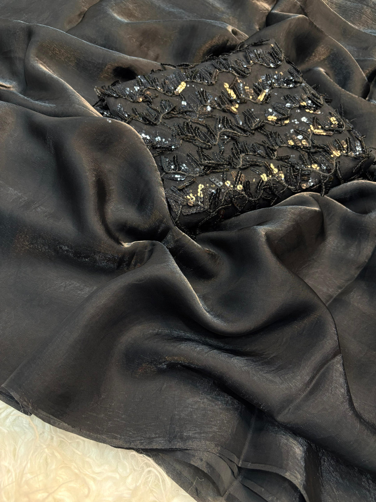 Space silk satin with ribbon Blouse