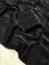Space silk satin saree with beads work blouse