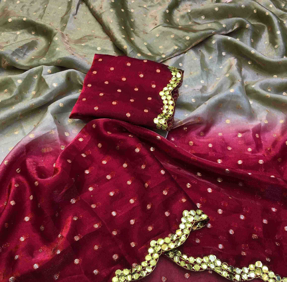 Space silk saree with butti weaving