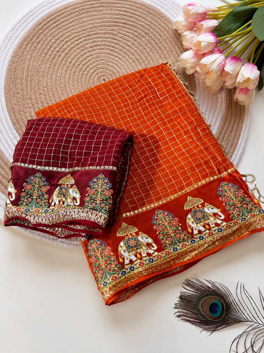 Viscous chex sarees