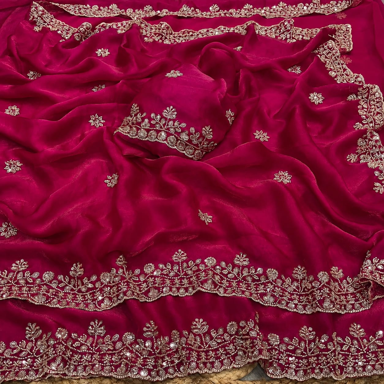 Space silk satin with handwork