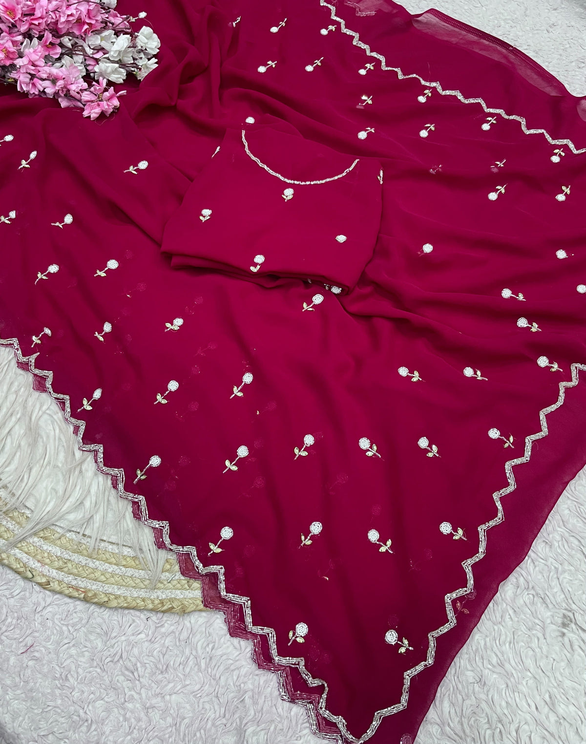 Premium Georgette handwork sarees