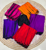 Dyeable chinnon handwork sarees