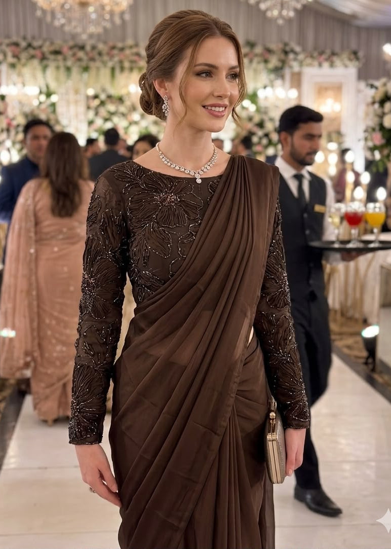 Space silk with designer blouse