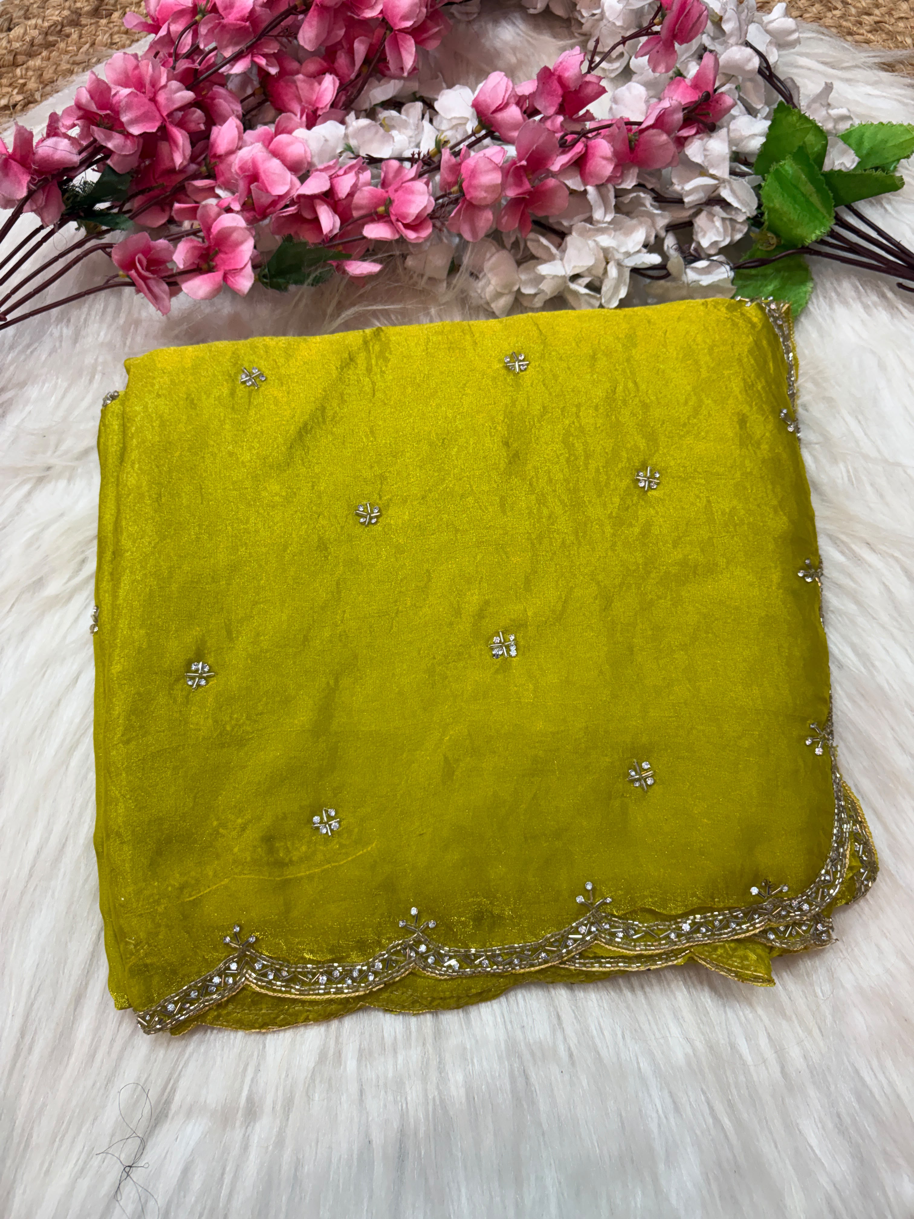 Single line Premium Space silk handwork sarees