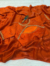 Premium Space Silk Plain Saree