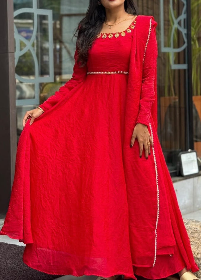 Designer Space Silk Anarkali Set